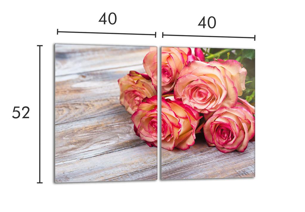 Glass Protective Stovetop Plate 2x40x52 Rose