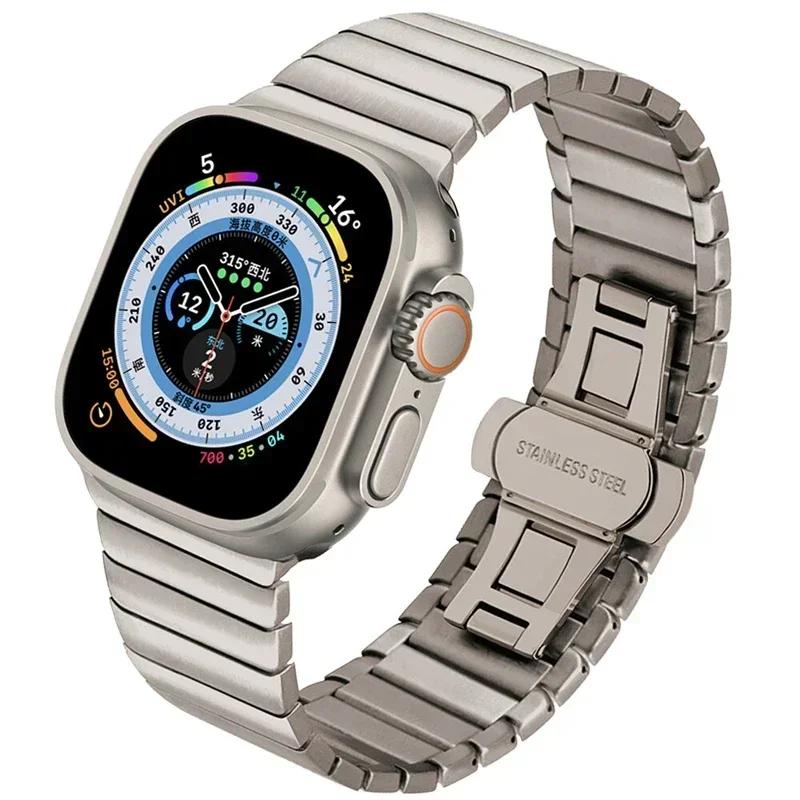Stainless Steel Band for Apple Watch Ultra 2 49mm 46mm 45 44 42 Luxury Metal Frost Strap Bracelet for IWatch Series10 9 8 7 6 SE