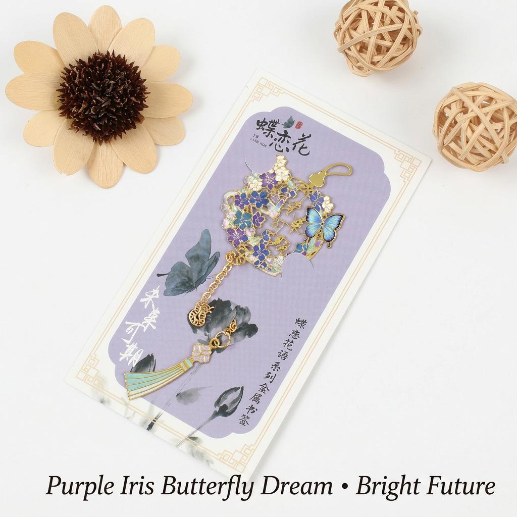 Tassel Bookmark Electroplating Hollow Out Bookmark Floral Butterfly Page Marker Oriental Chinese Bookmark For Collection Page