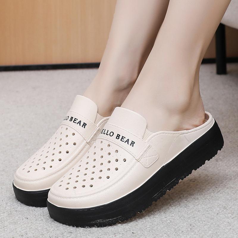 Free Shipping Bag Head Shoes for Women, Waterproof, Breathable and Non-slip, Summer Women's Cool Slippers, and Thick-soled