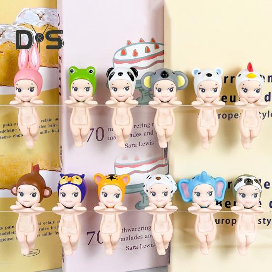 12ks Holding Chin Angel Panenka Ovoce Pokrývka hlavy Zvířátko Anděl figurka PVC Kreslená postava anděla Knihovnička Dekorace na pracovní plochu Ornament