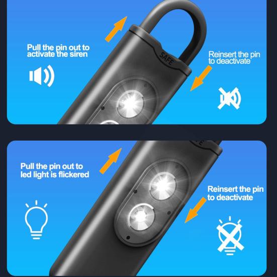 Stroboskop Taschenlampen Schlüsselanhänger 300 Lumen Persönliches Sicherheitslicht mit Schlüsselring Kompakt Tragbar Dual-LED Taschenlampe für Outdoor-Notfälle