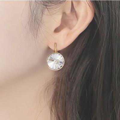 Boucles d'oreilles Cercle Cristal Autrichien 14 mm Or Blanc Boucles d'oreilles pour Femmes, Recommandations de Boucles d'oreilles, Boucles d'oreilles Étudiantes, Cadeaux pour Femmes