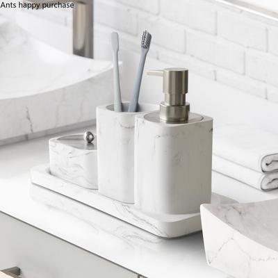 Bathroom Four Piece Set Resin Marble Bathroom Set Wash Sets Lotion Bottle Mouthwash Cup Cotton Swab Box Tray Soap Dispenser