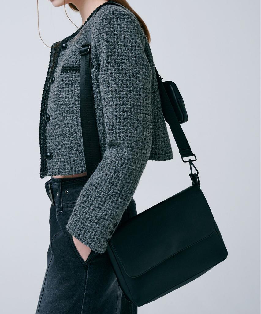 Bymoss Keyring Leather Mini Crossbody Bag 2 - Black