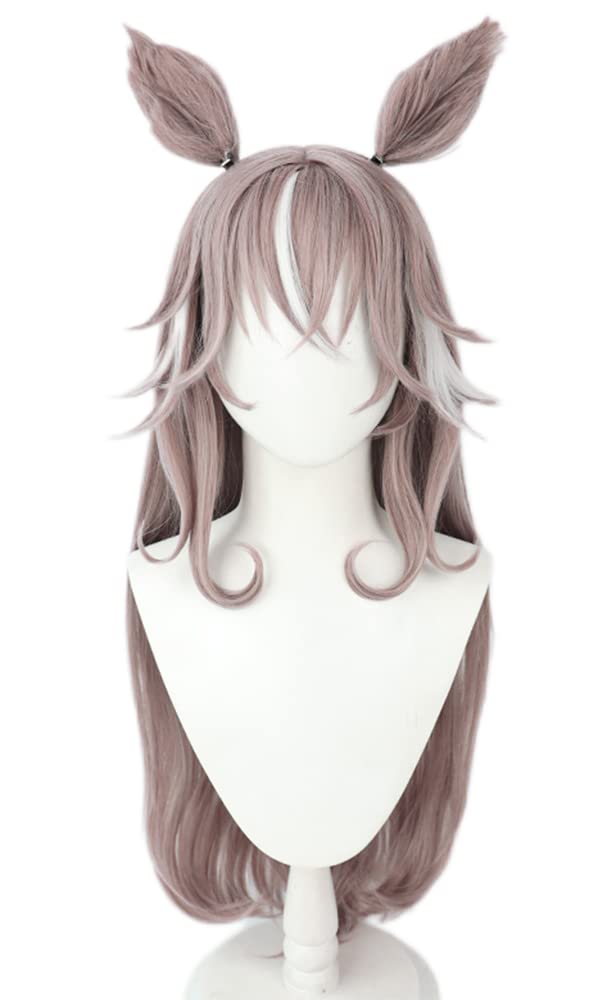Wonder Acute Cosplay Wig, Ash Pink and White Mix, Perfect for Costumes, Halloween Events, and Photoshoots (Body, Ears, and Tail)