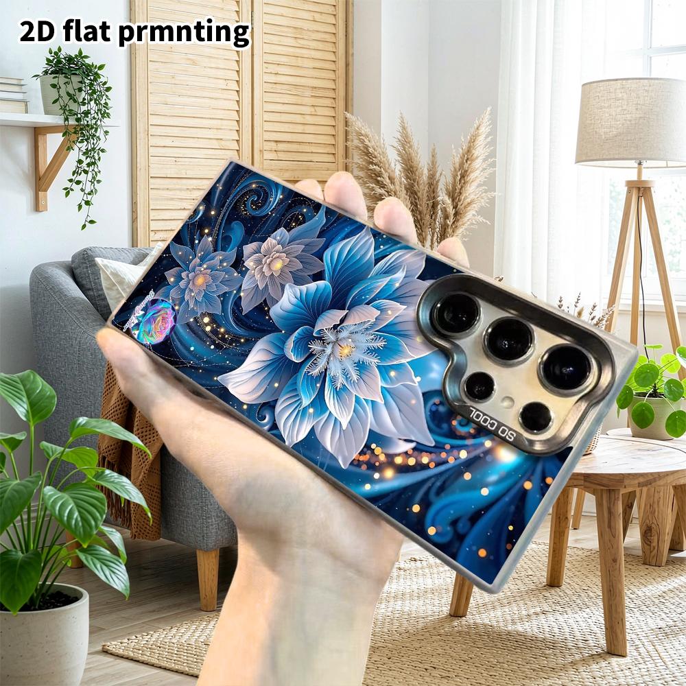 Phone Case: 2D Flat Samsung Galaxy A34 A35 M05 M06 S20 S22 S21 FE Plus 5G Protective Case, Couple Style, Swirl Blue Lotus, Christmas and Halloween Gif