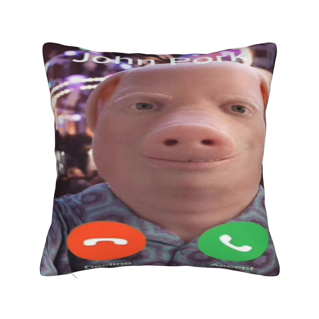 John Pork Dzwoni Śmieszny Meme Nadrukowana Poszewka na Poduszkę Poszewka na Poduszkę Dekoracja Samochodowa Y2K Kwadratowa Wiele Rozmiarów