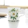 Cană albă Camellia, ceașcă de ceai vintage din porțelan fin pentru apă și lapte, cană de cafea din ceramică pentru decor de masă