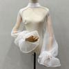 Elegant Puffy Bridal Sleeves Long Sleeve Transparent Evening Prom Cape Lantern Sleeve Ruffles Arm Covers Party Accessories