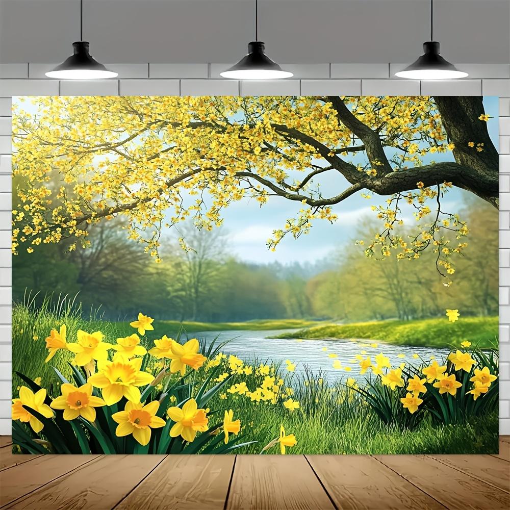 1 Piece Spring Garden Landscape Natural Landscape Background Made of Polyester Material