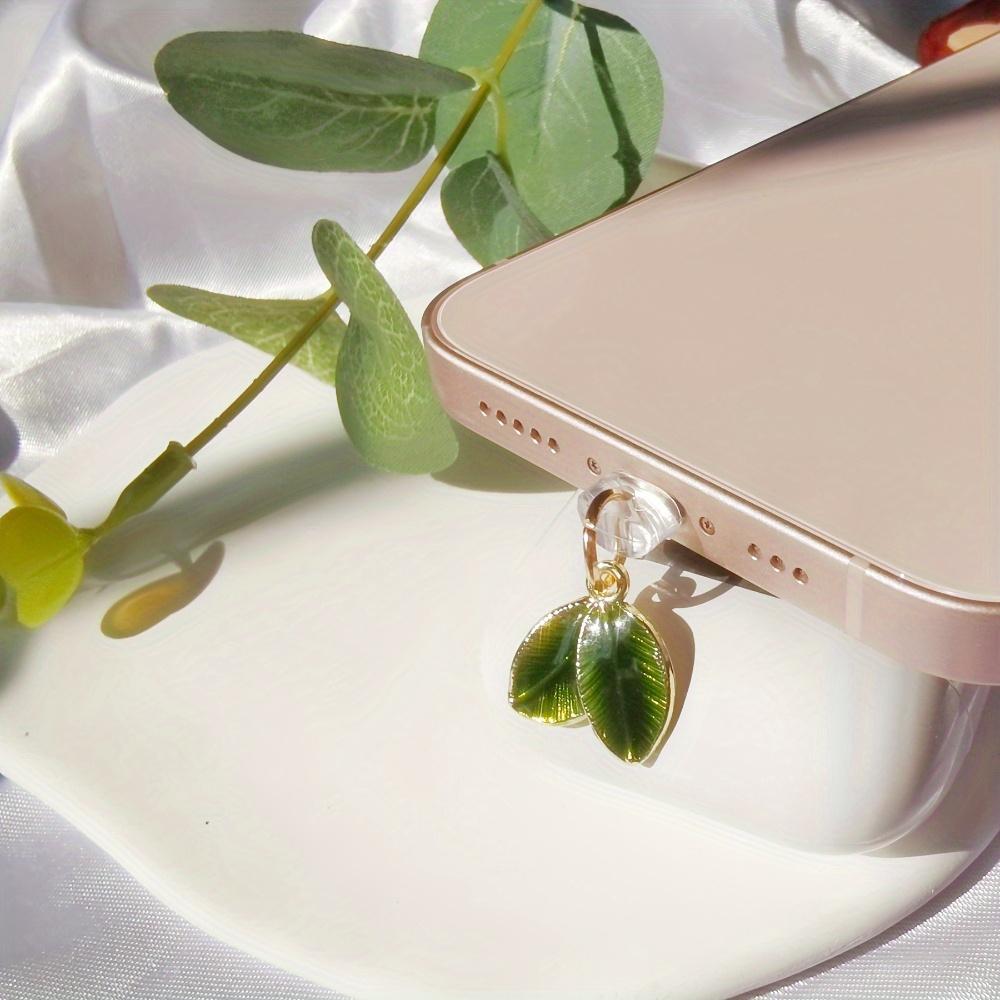 1pc Creative Green Leaf Shaped Dust Plug Compatible with iPhone/Type-C Charging Port & Data Port