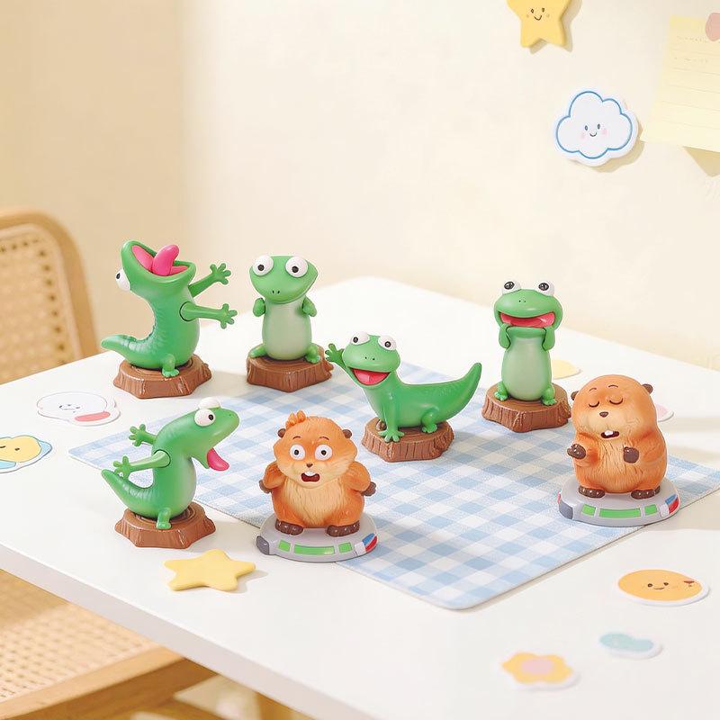 Lustige Cartoon-Grüne-Eidechsen-Figur Kreatives Schreibtischornament Büro Heimdekoration Partygeschenk Blind Box Geschenk Für Kinder