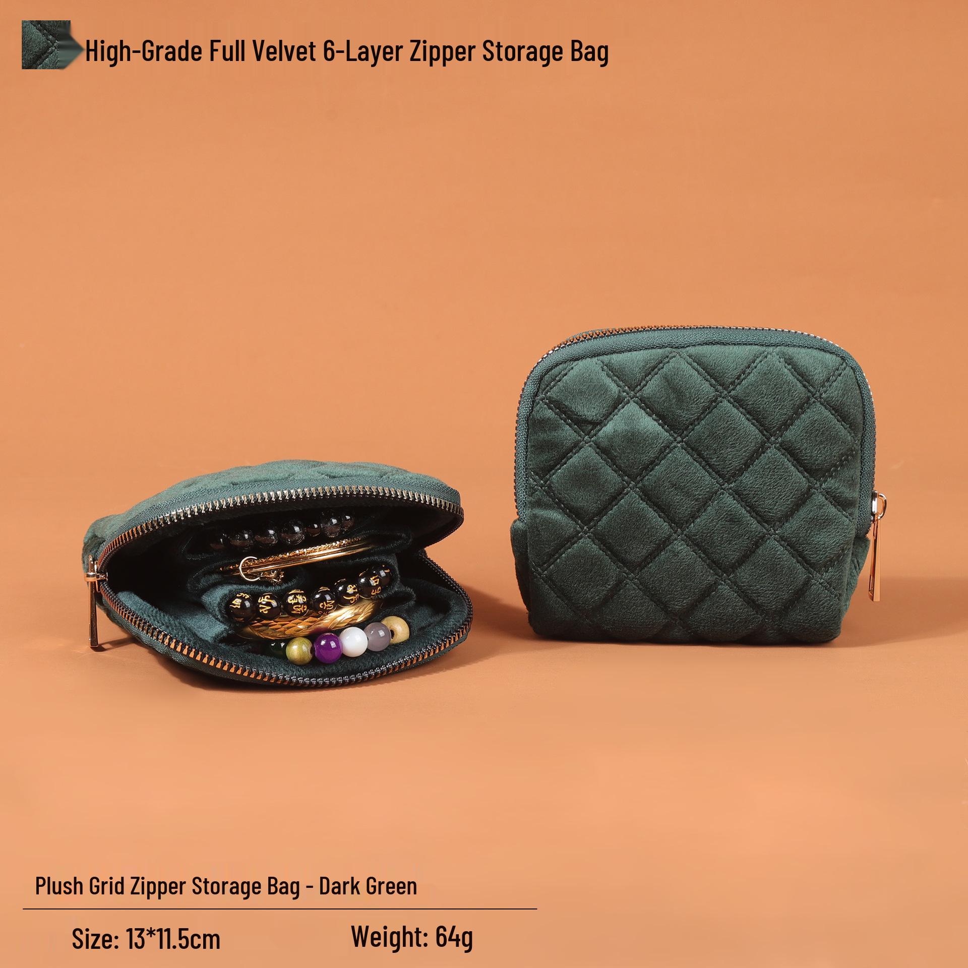 Exquisite Velvet Zipper Jewelry Storage Bag for Rings & Bracelets Mesh Velvet Jewelry Zipper Bag