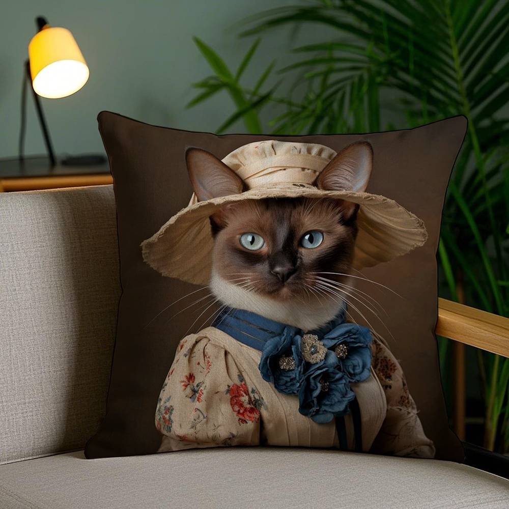 Quirky Elegant And Luxurious Crown Cat Pillow Case Sofa And Living Room Decorative Cushion Covers Dust-proof And Mite-proof F