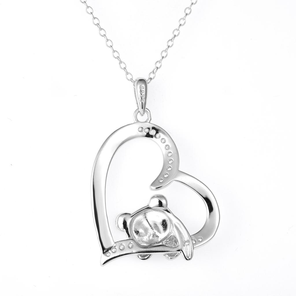 Lustige Panda Tochter Mutter Halskette Sterlingsilber Herzanhänger Österreichische Kristallverzierungen Geburtstags-Schmuckgeschenk für Tochter