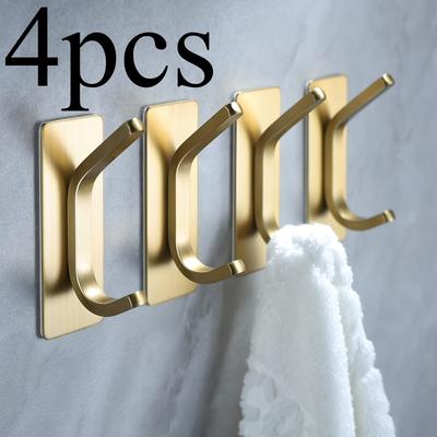 4pcs, No Drilling Required, Adhesive Hook for Clothes,Towels,Bath Towels, Bathrobes, Hats, Keys, Hooks, Bathroom, Toilet, Bedroom, Dormitory, Kitchen