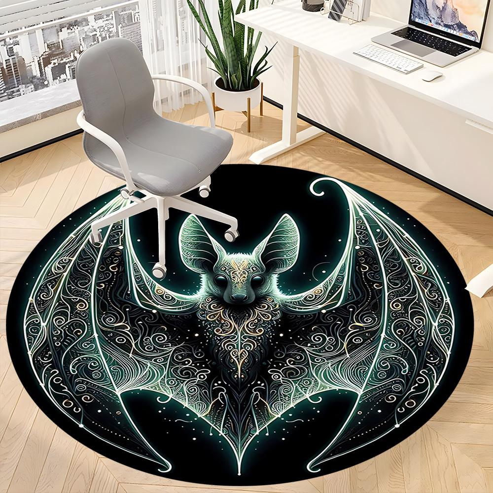 1 Stück Fledermausflügel Büro Runder Teppich, Matte Geeignet für Büro, Unter Bürostühlen Schlafzimmer Wohnzimmer Heimdekoration, Raumdeko