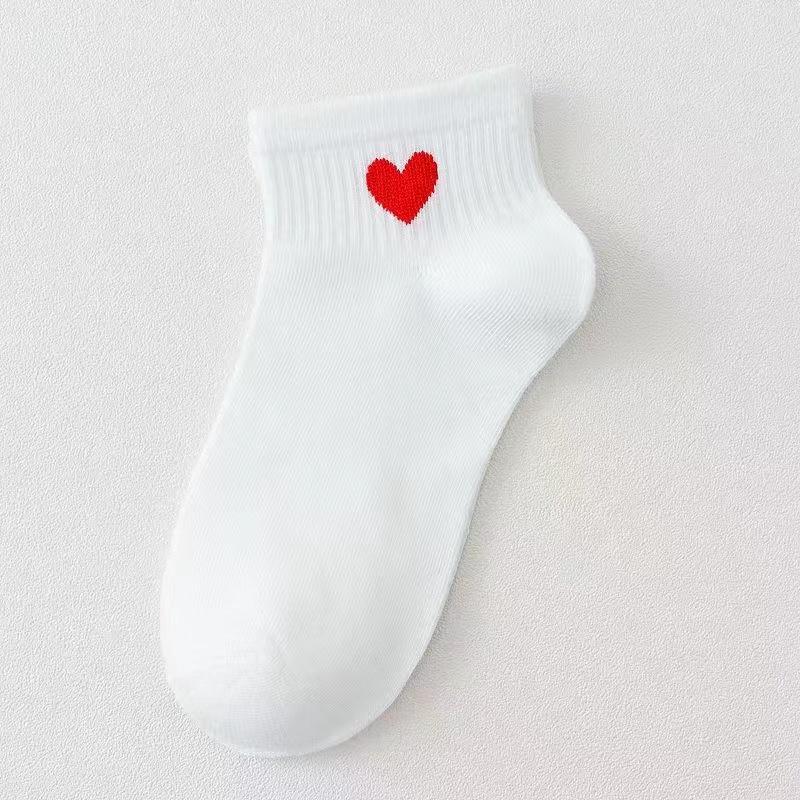 Șosete din Bumbac cu Inimă Drăguță Femei Modă de Vară Negru Alb Șosete Scurte Sport Fete Stil Drăguț Șosete Barcă Tub Scurt