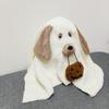 Plush Ghost Dog Toy Soft Stuffed Animal Halloween Decoration with Pumpkin Accessory for Kids and Collectors