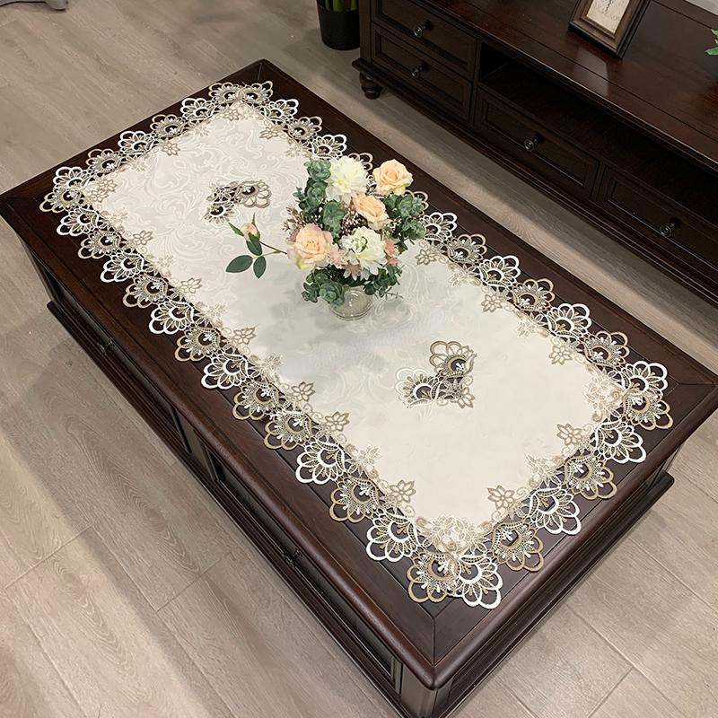 Tablecloth Rectangle Table Cloth European Embroidered Coffee Table Cover Table Western Tea flower Solid Color Fabric Lace Book for Home