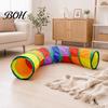 Safe Cat Toy Tunnel Rainbow Toy, Collapsible Hide with Peek Hole, Zippered Modular Tunnels, Can Be Freely Combined for Indoor Cats Kittens
