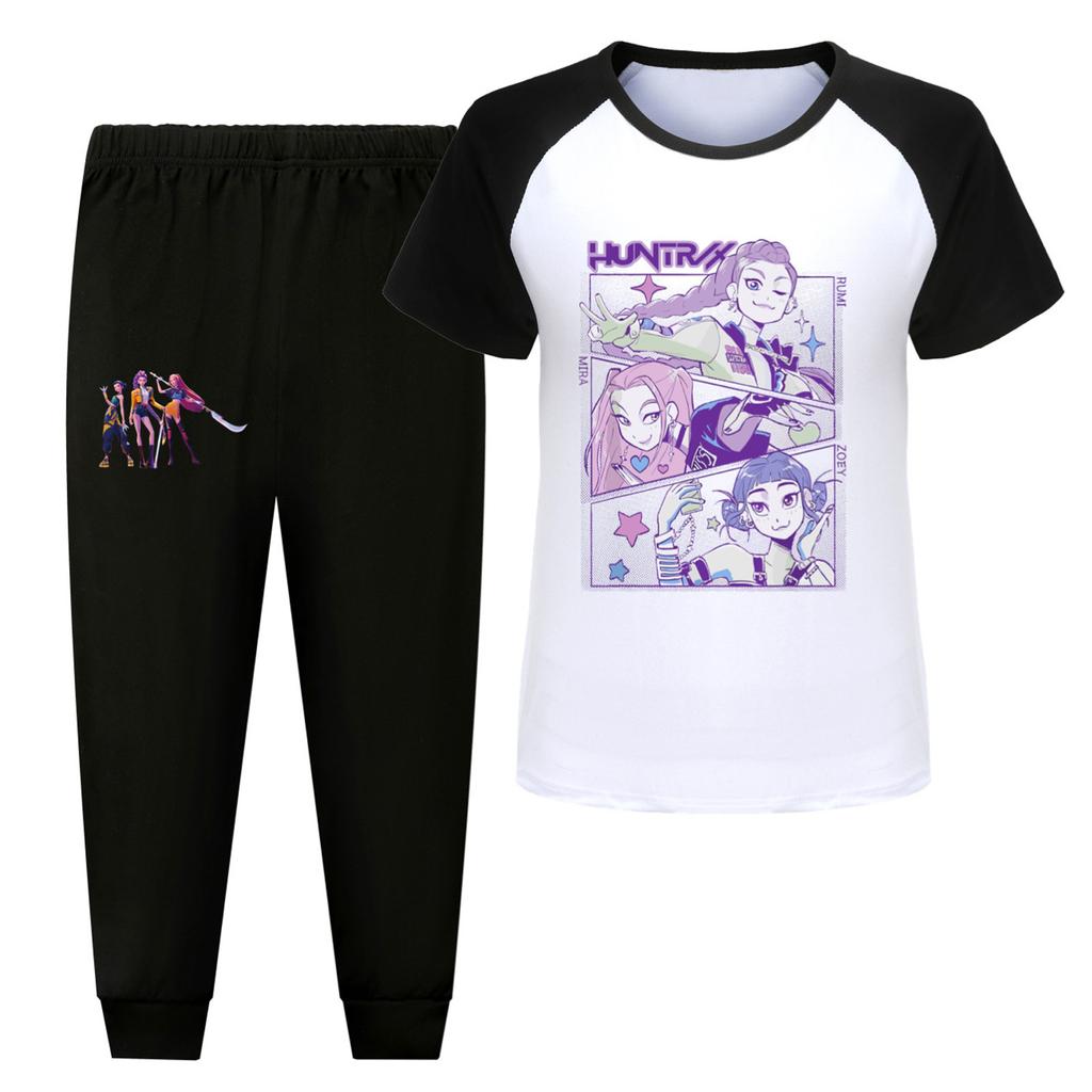 Children's Summer Sports T-shirt And Pants Two-piece Sportswear Set Short-sleeved Printed Clothing Suit