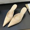Eilyken Pointed Toe Women Slippers Thin Low Heels Casual Pumps Summer Slide Mules Shoes Size:35 42