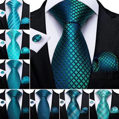 Business-Krawatte für Herren, karierte Krawatten, formelle Seidenkrawatte, handliches Manschettenknopf-Set für Männer, formelle Krawatte