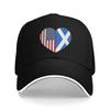 USA Scotland Heart Flag Baseball Caps Hip Hop Sandwich Caps for Men Women Adjustable Dad Hat Outdoor