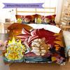 Son Goku Pattern Bedding,Quilt Set Quilt Cover Pillowcase Home Birthday Gift (1 * Duvet Cover + 2 * Pillowcase, Without Core)