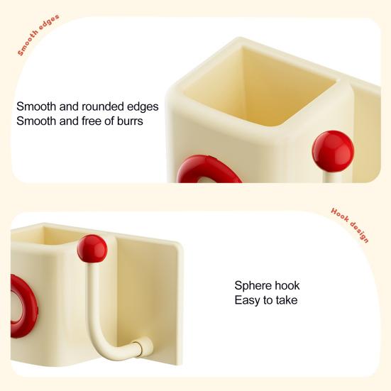 Wall-Mounted Storage Box with Hook No Drilling Wall Storage Container Bathroom Organizer for Toiletries Keys Hair Ties Combs