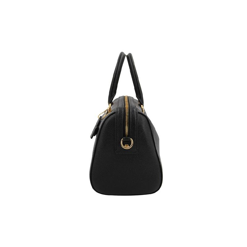 Coach Rowan 27 Zipper Closure Detachable Shoulder Strap Cross-grain Leather Boston Bag Shoulder Hand Crossbody Bag Large Size Women's Pure Black