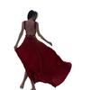 French red v-neck strap neck dress for women's seaside vacation, beautiful backless sexy split-ended slim dress