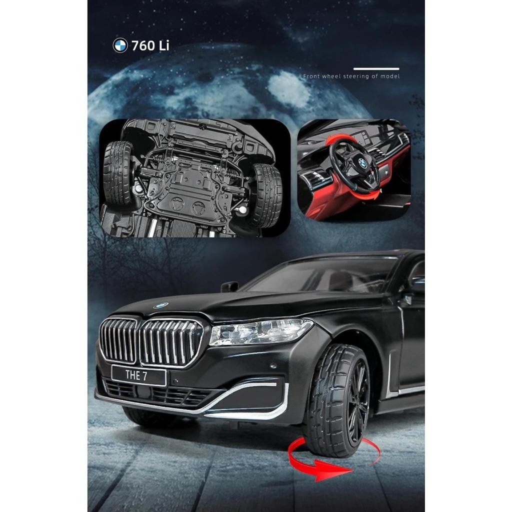 1/24 BMW THE 7 760Li Miniature Diecast Toy Car Vehicle Model 1:24 Pull Back Sound & Light Doors Openable Collection Gift Kid