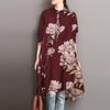 2024 Women's Floral Print Asymmetrical Round Neck Shirt Dress