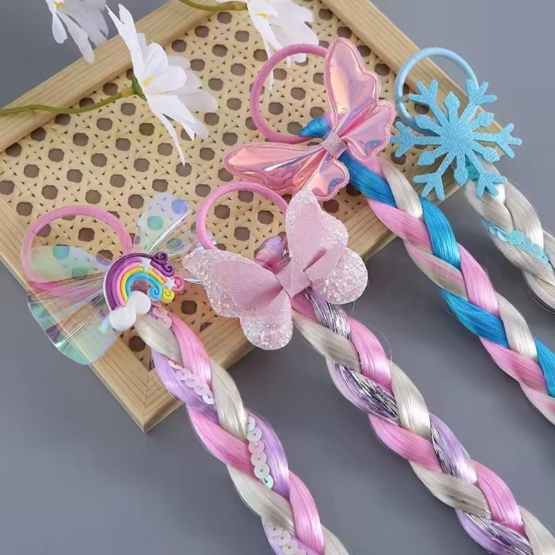 1/2pcs Cute Curly Hair Bowtie Wig Girls Hairpins Ombre Color Headwear Hair Clips for Princess Dress Up Birthday Gift Party Favor