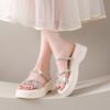 2025 Summer Comfort Shoes for Women Increasing Height Clear Heels Female Sandal Clogs Wedge Girls Gladiator Beige New