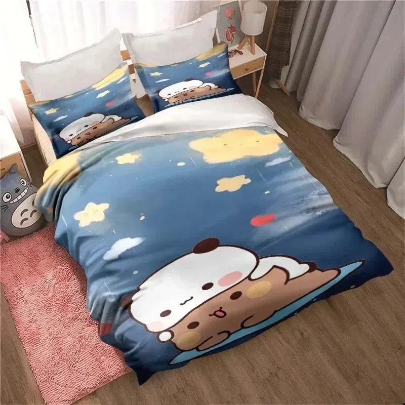 Bubu Dudu Cartoon Cute Bear Kawaii Christmas Gift Bedding Set Printed Set With Pillowcase Bed Duvet Cover Soft Bedclothes Home