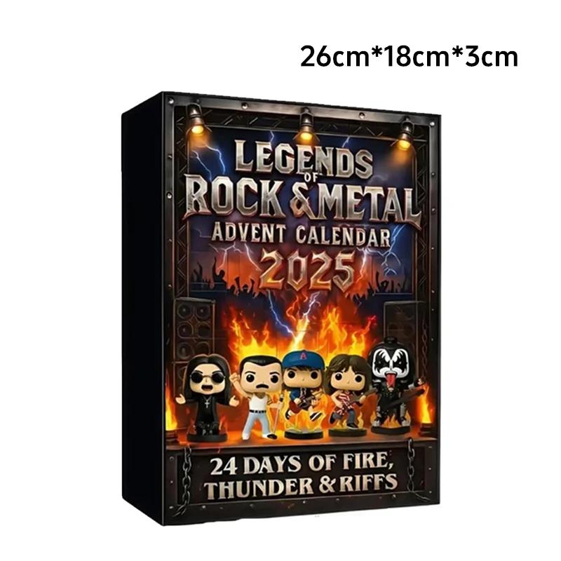 Rockový a Metalový adventní kalendář Vánoční dárky 2D plochý akryl Ikona hudební postavy Je vhodný pro dárky fanoušků rocku a metalu