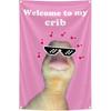 Welcome To My Crib Flag 2x3 Feet Tapestry With 4 Brass Grommets. Funny Flag for Teen Girls Room Indoor Outdoor Bedroom and College Dorm Wall Decor