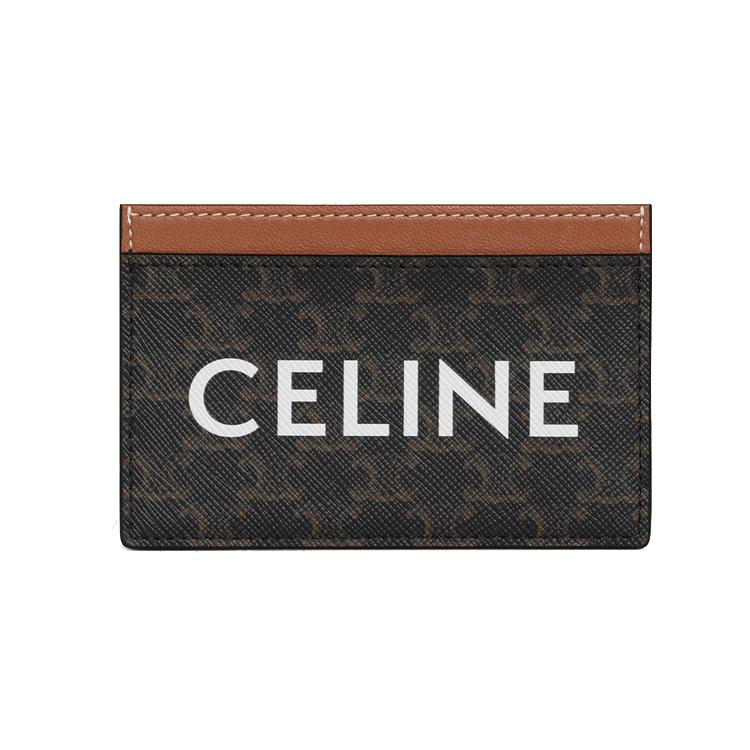 CELINE Triomphe Triumph Gate Canvas With Lambskin Card Holder Card Holder Womens Brown