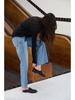 Yang Shulin Retro Snowflake Blue Jeans: Hong Kong Style Loose Slimming Flare Pants for Spring and Autumn.