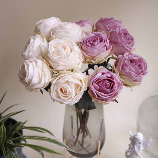 Artificial Rose Flower Realistic Faux Silk Rose with Stem for DIY Wedding Bouquets Home Party Table Centerpiece Floral Arrangement