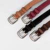 Womens Slim Genuine Leather Belt With Matte Finish Alloy Buckle Casual Office Wear