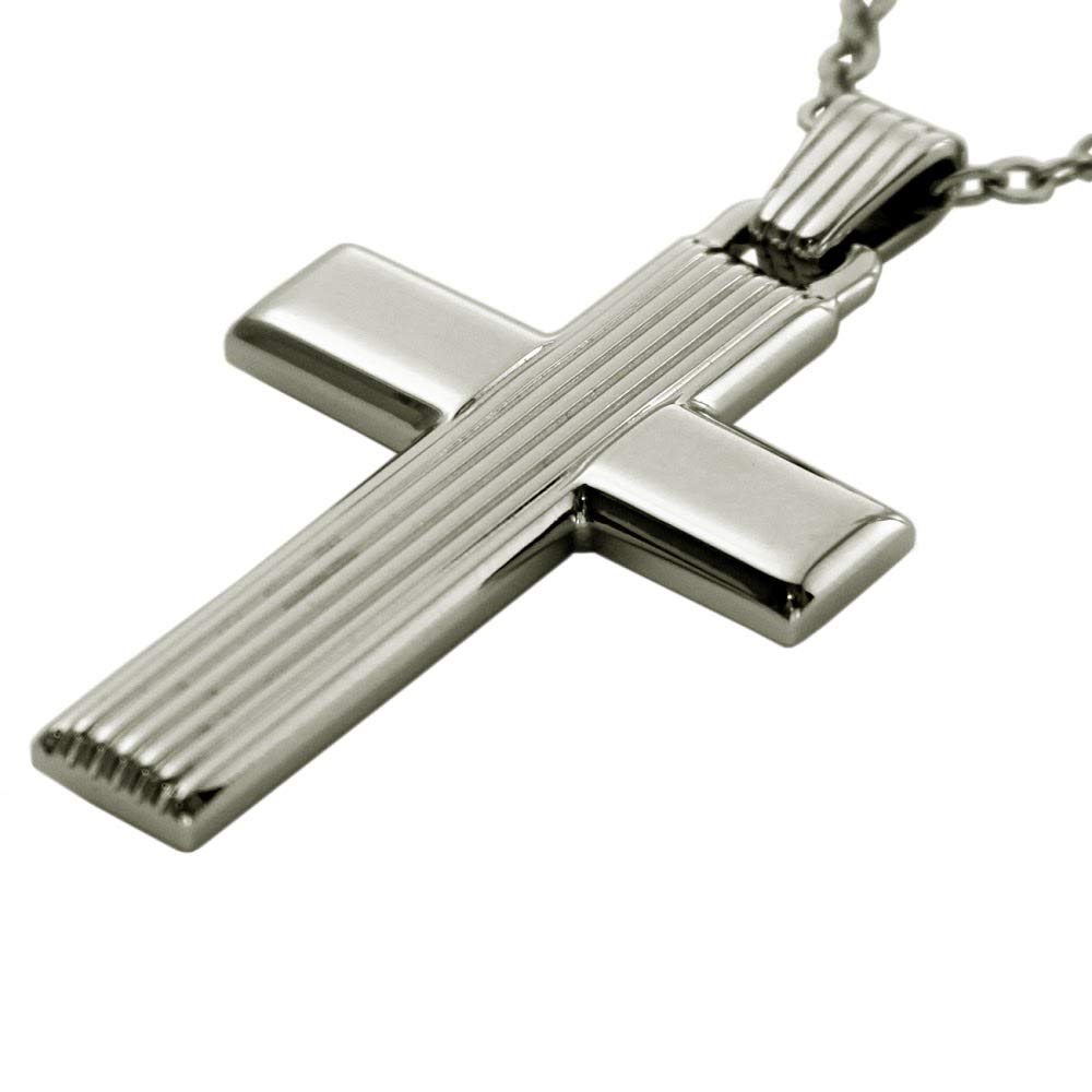Emporio Armani Reversible Cross Necklace Pendant In Stainless Steel with Eagle Logo and Silver Accents Men's (Product Code EGS1705040)