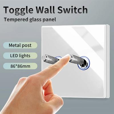 Witte Gehard Glas Werk Rijden Arm Wand Lichtschakelaar Led Indicator Licht EU UK Standaard 1/2/3/4-voudig Slaapkamer Usb Schakelaar Stopcontact