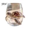 Decorative Coastal Style Water Cup Octopus Glass Tumbler, Ocean Whales Seahorses Crabs Jellyfish Cocktail for Home Nautical Theme Bar Accessories Bar,