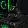 Matte Black Resin Ornament Gothic Devil Skull Duck Ornament, Figurine, Cool Punk Style Figurines Horror Green Eyes Decor for Halloween Party