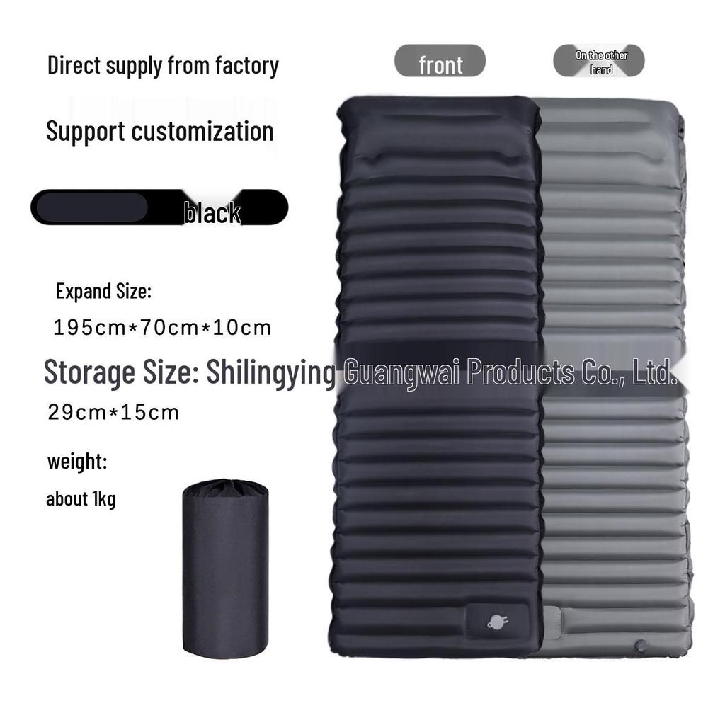 Portable Foot-Operated Double Camping Pad - Lightweight, Moisture-Proof Inflatable Mattress for Outdoor and Car Use